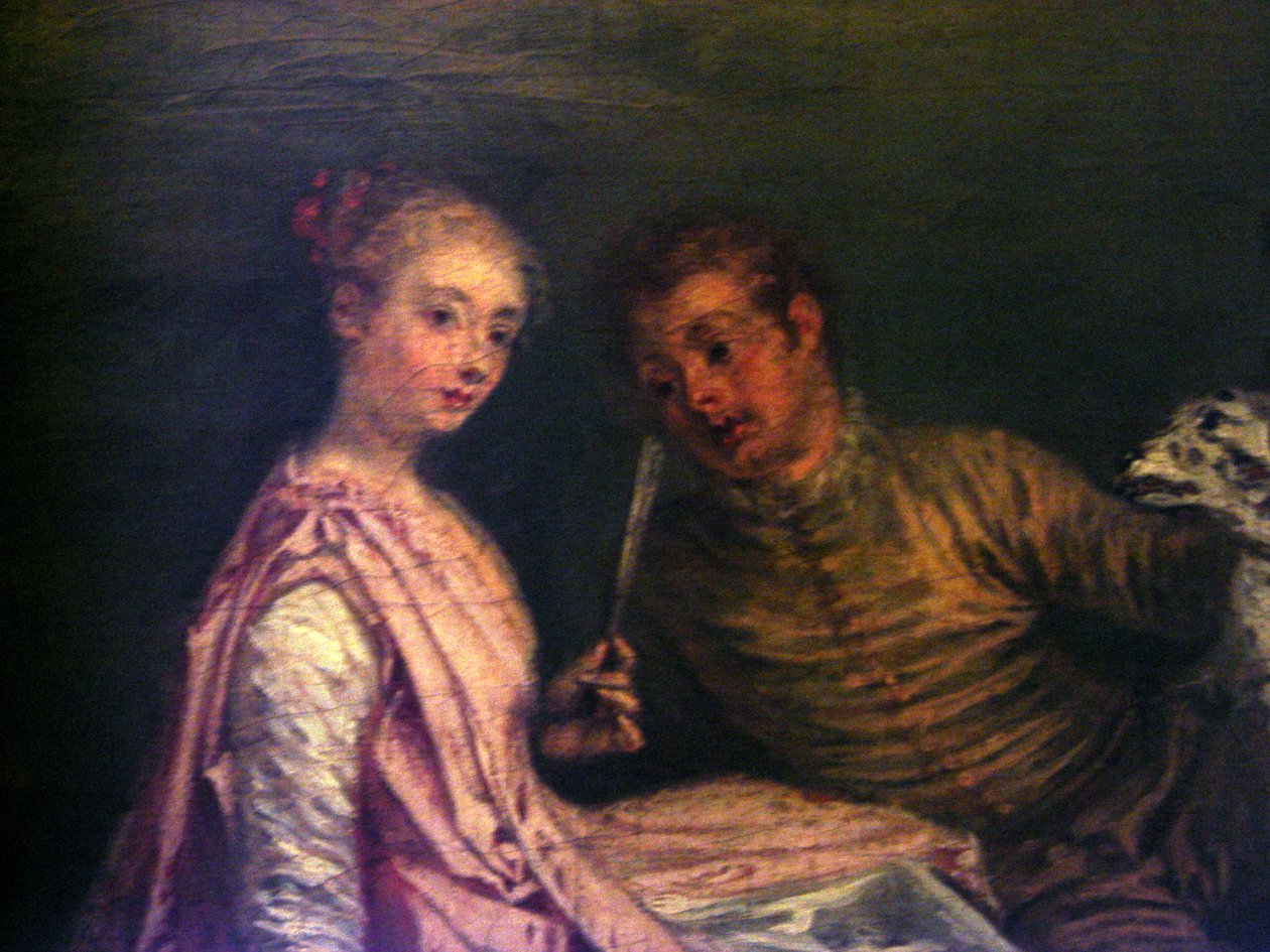 Pysähdys takaa -ajoon (yksityiskohta) tekijältä Jean Antoine Watteau
