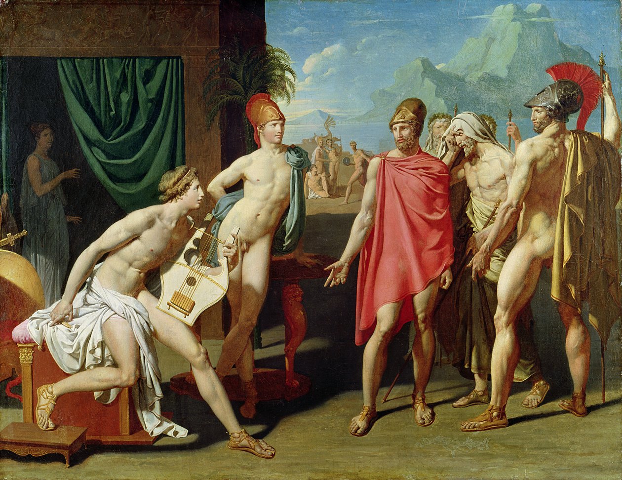 Agamemnonin lähettämät suurlähettiläät kehottamaan Akhilleusta taistelemaan, 1801 tekijältä Jean Auguste Dominique Ingres