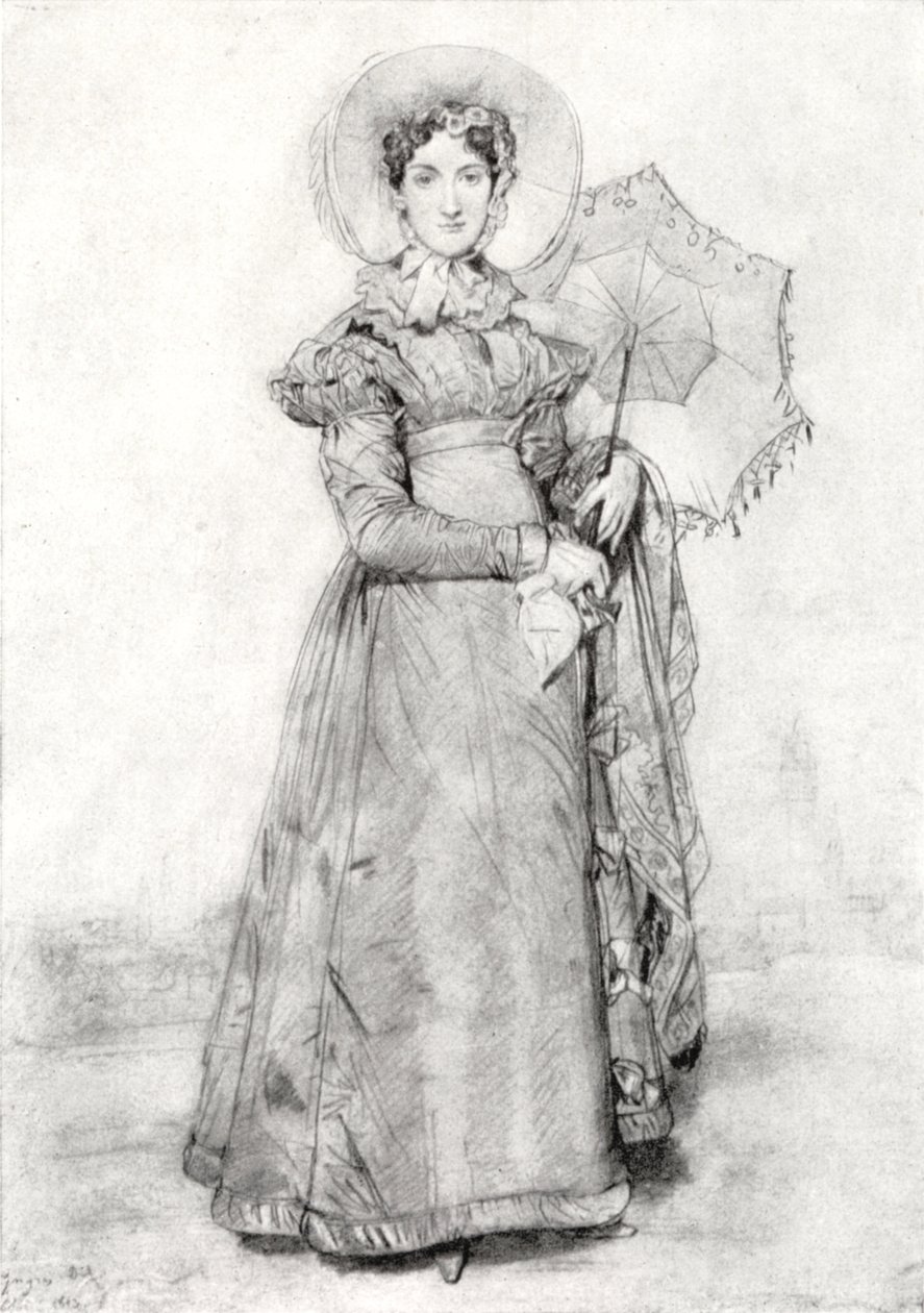 Nainen sateenvarjon kanssa tekijältä Jean Auguste Dominique Ingres