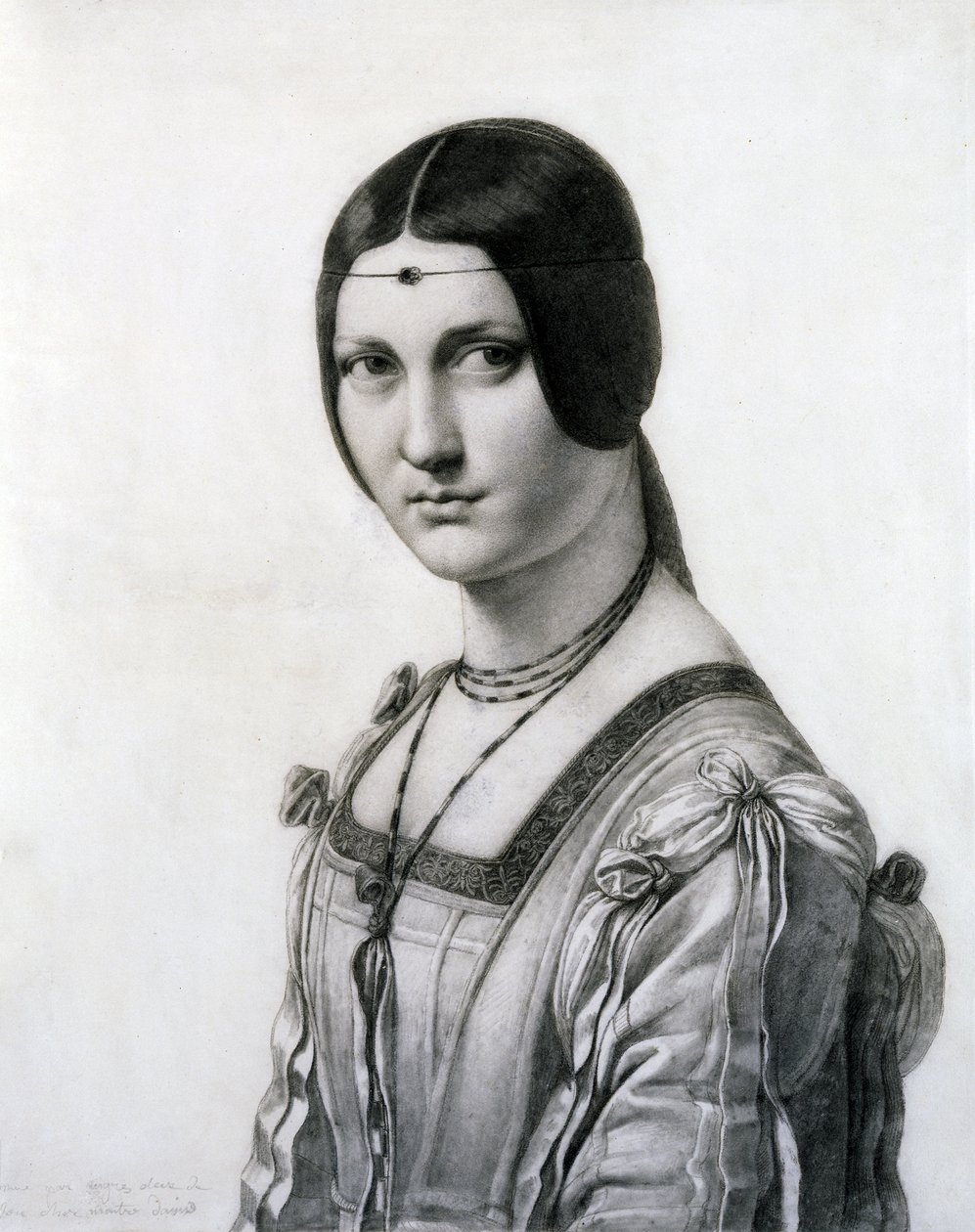 La Belle Ferronniere (musta liitu ja pesu paperille) tekijältä Jean Auguste Dominique Ingres