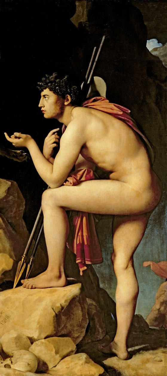 Oidipus ja sfinksi, 1808 (yksityiskohta kuvasta 267669) tekijältä Jean Auguste Dominique Ingres