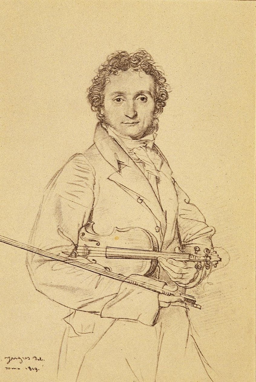 Muotokuva Violoniste Paganini tekijältä Jean Auguste Dominique Ingres