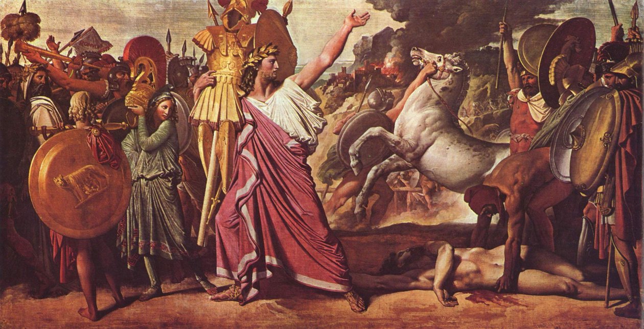 Romulus, Sieger von Acron, Beute in den Zeustempel tekijältä Jean Auguste Dominique Ingres