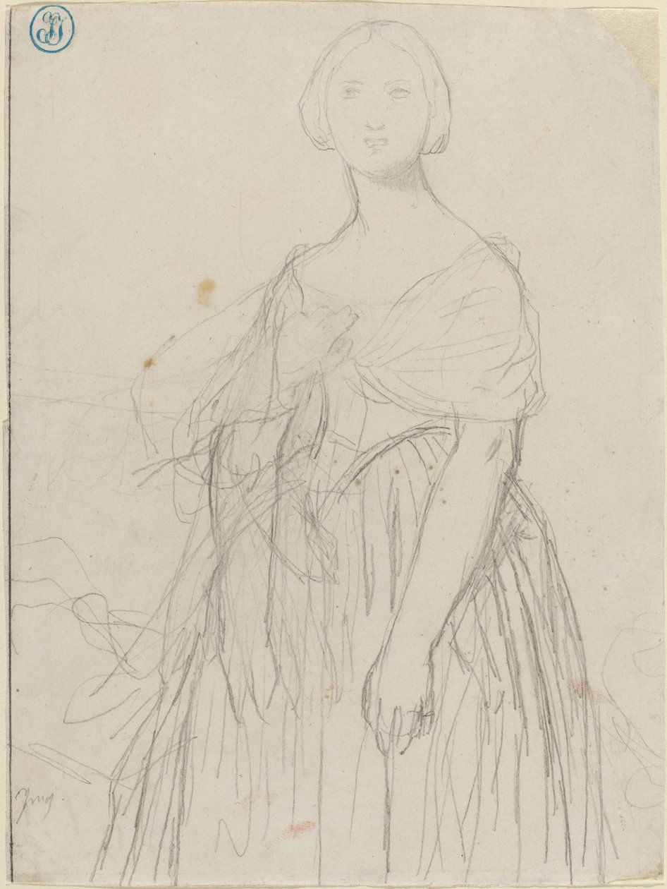Luonnos Madame Moitessierille tekijältä Jean Auguste Dominique Ingres