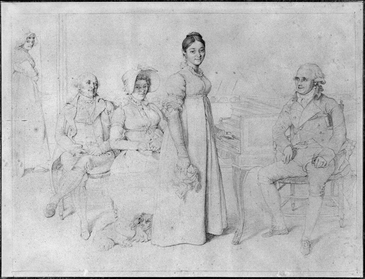 Forestier-perhe (grafiitti paperilla) (katso myös 233241) tekijältä Jean Auguste Dominique Ingres