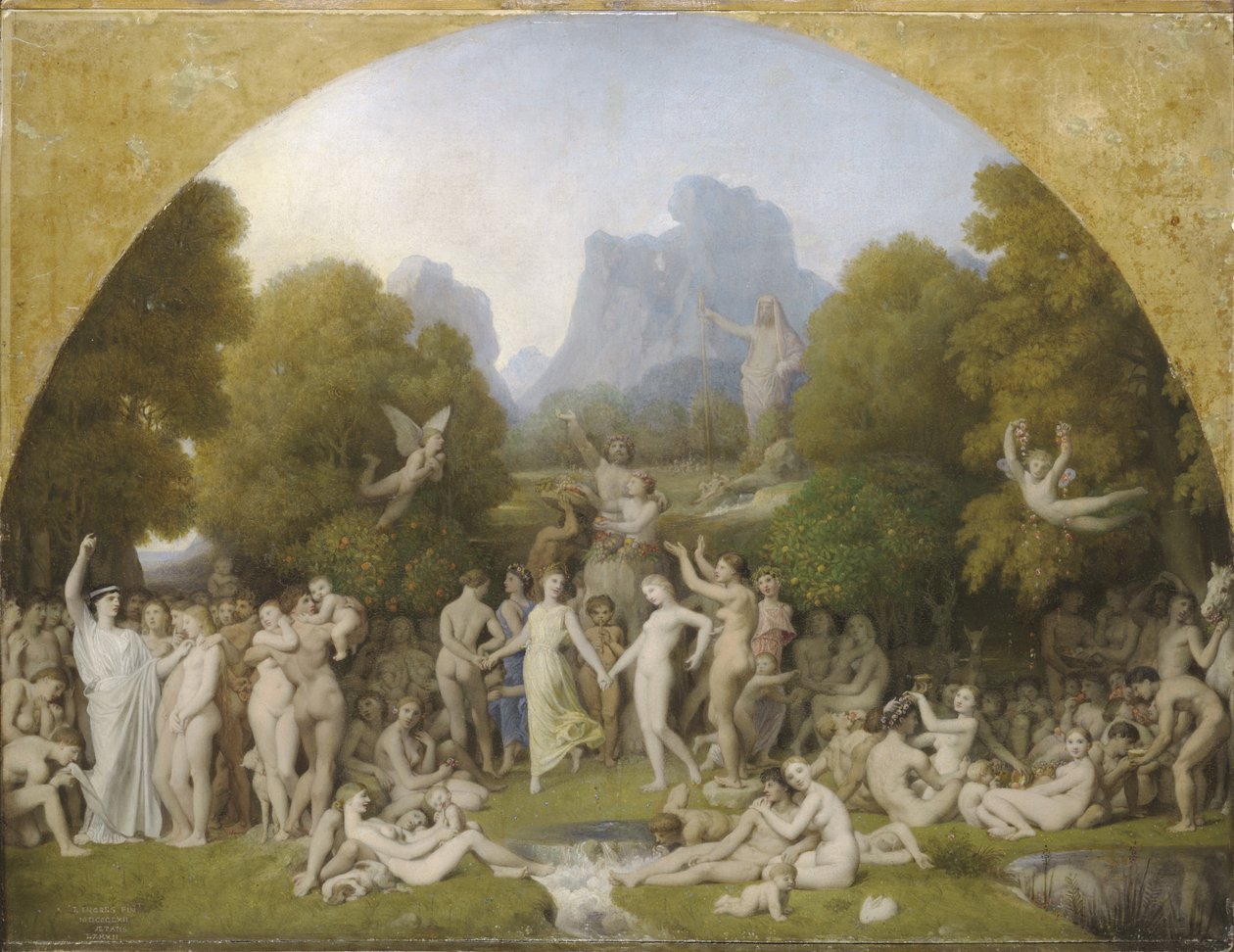 Kultainen aikakausi, 1862 (öljy paperille paneelille) tekijältä Jean Auguste Dominique Ingres