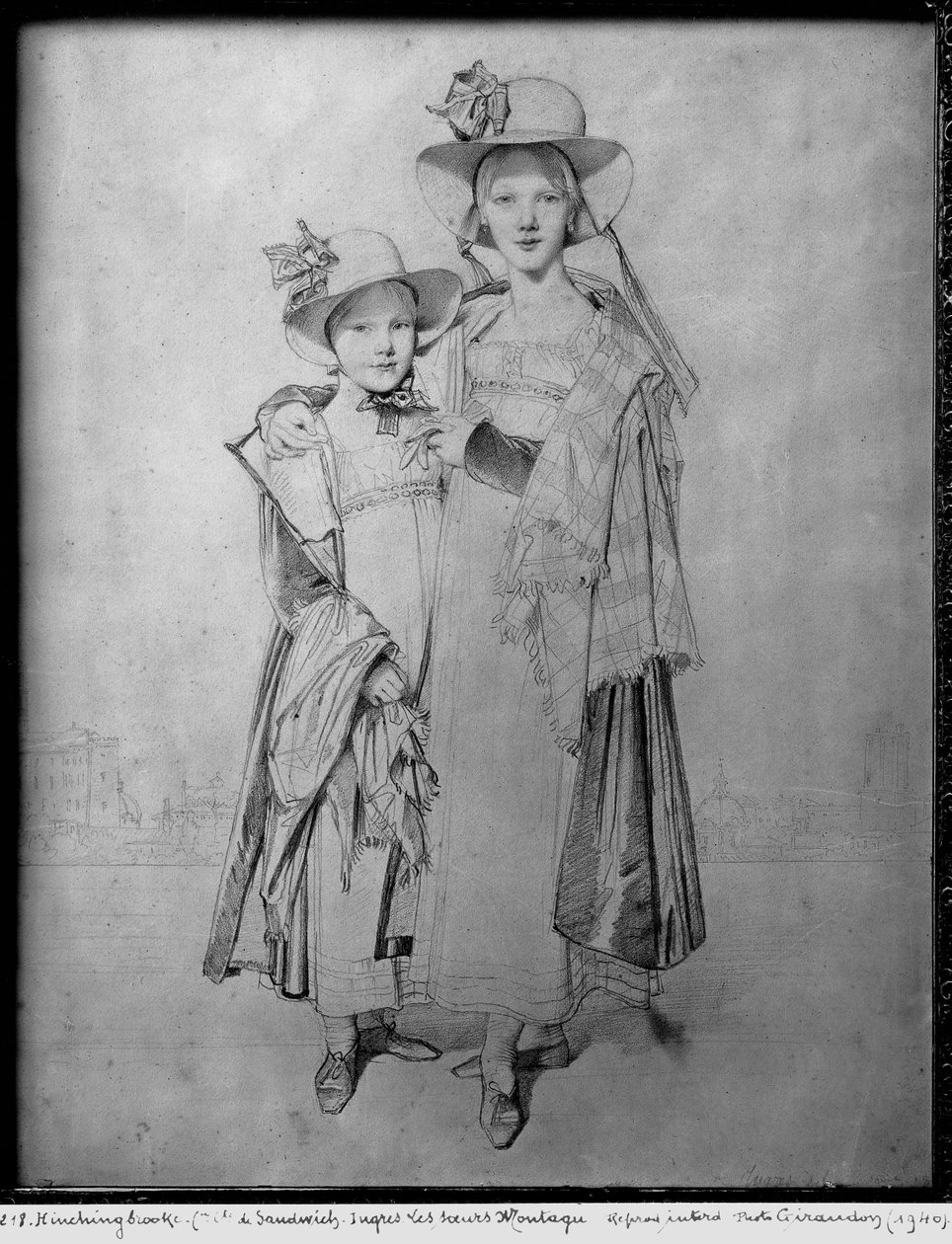 Montagu-sisaret Roomassa, 1815 (grafiitti paperille) tekijältä Jean Auguste Dominique Ingres