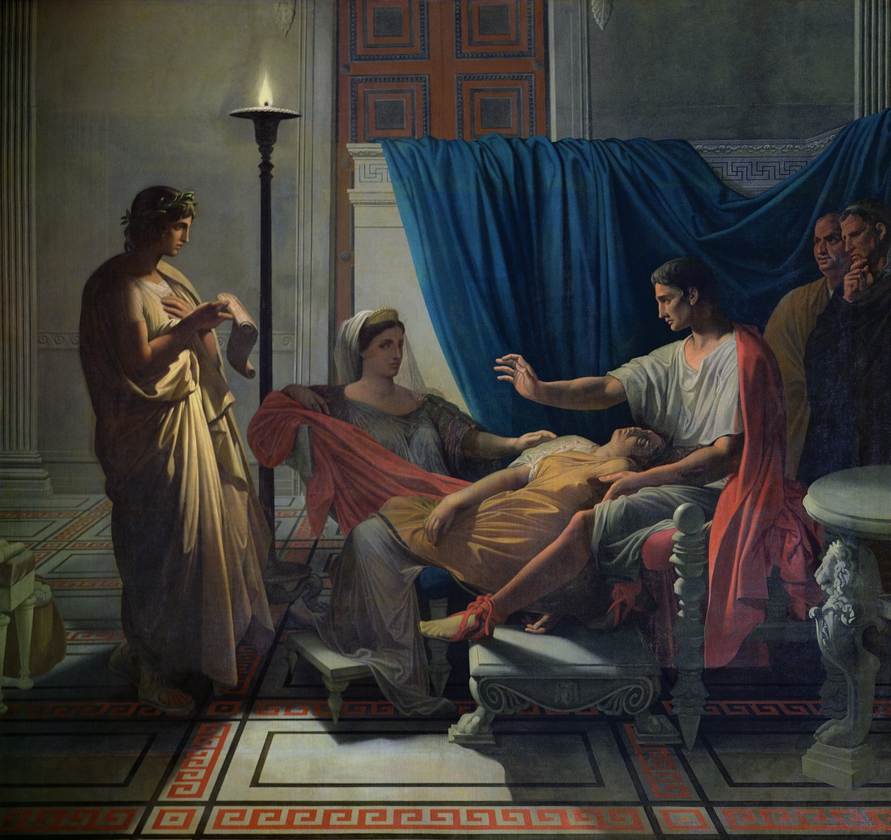 Vergilius lukee Aeneista Livialle, Octavialle ja Augustukselle, n. 1812 tekijältä Jean Auguste Dominique Ingres
