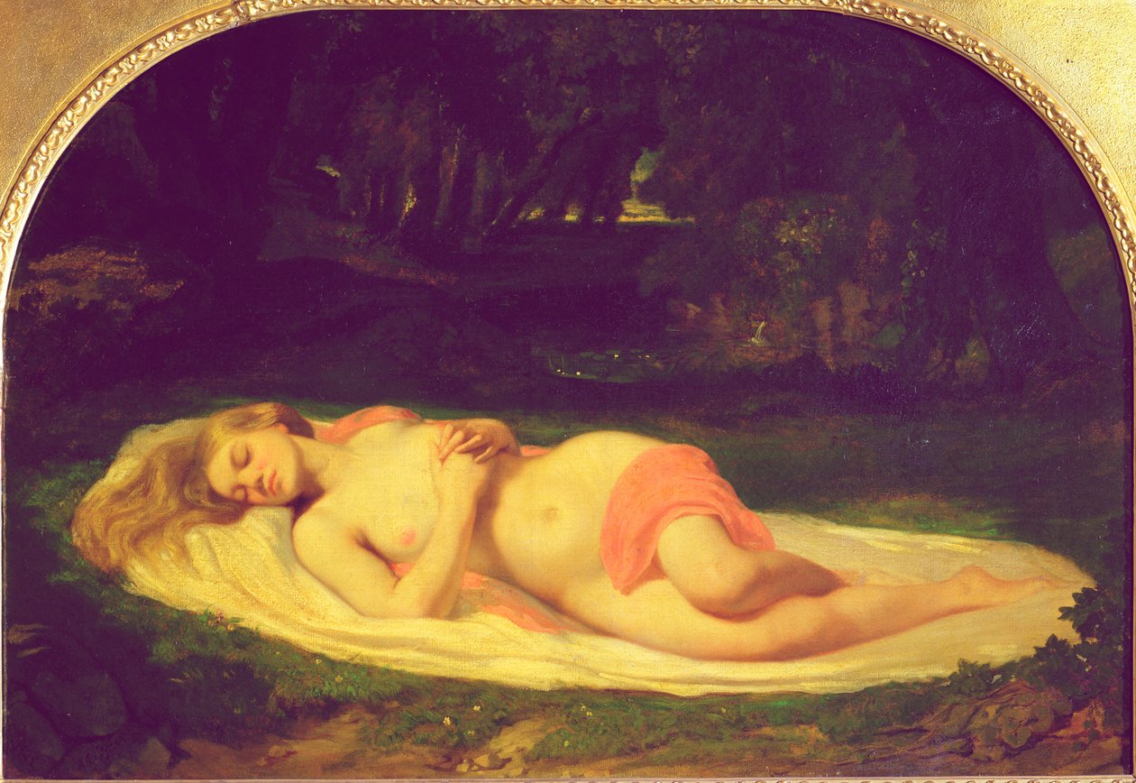 Nukkuva nymfi, 1844-49 tekijältä Jean Baptiste Ange Tissier