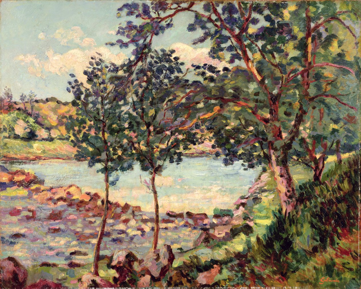 Maisema järven kanssa tekijältä Jean Baptiste Armand Guillaumin