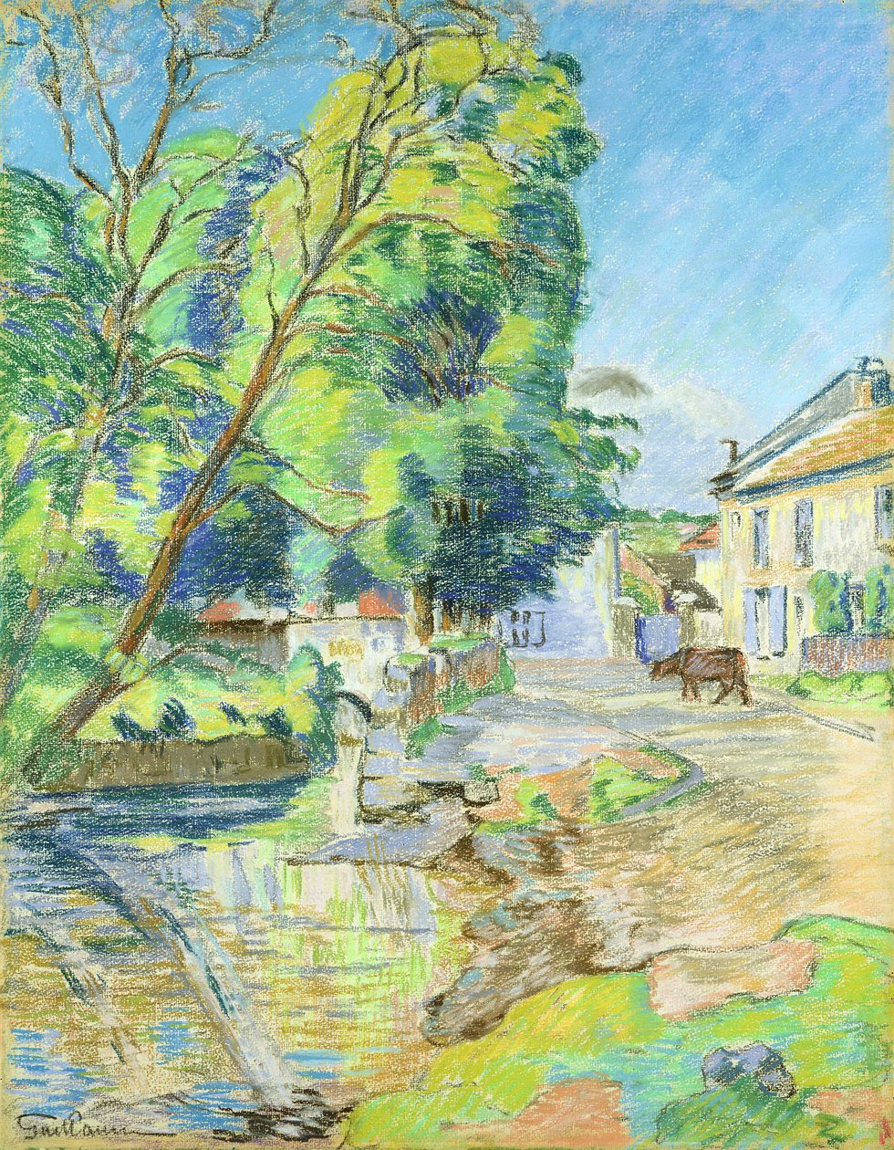 Kylä (pastelli paperille) tekijältä Jean Baptiste Armand Guillaumin
