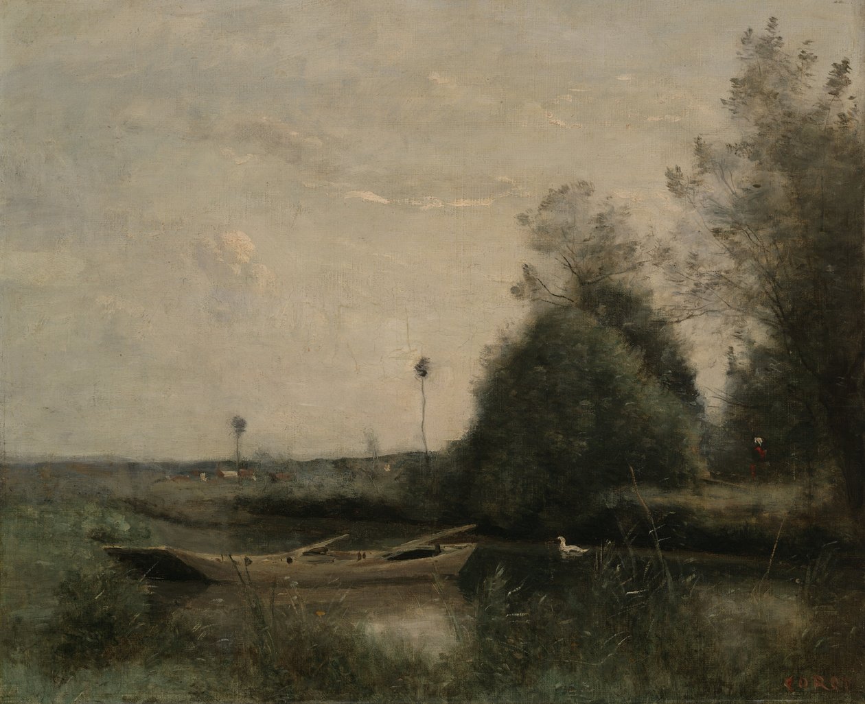 Lampi Mortainissa, n. 1860-70 tekijältä Jean Baptiste Camille Corot