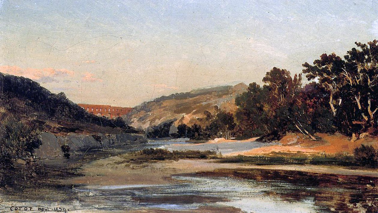 Akvedukti, 1839 (öljy paperille kankaalle) tekijältä Jean Baptiste Camille Corot