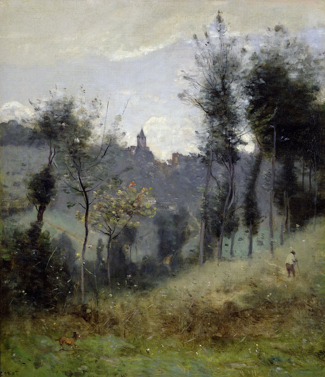 Canteleu lähellä Rouenia tekijältä Jean Baptiste Camille Corot