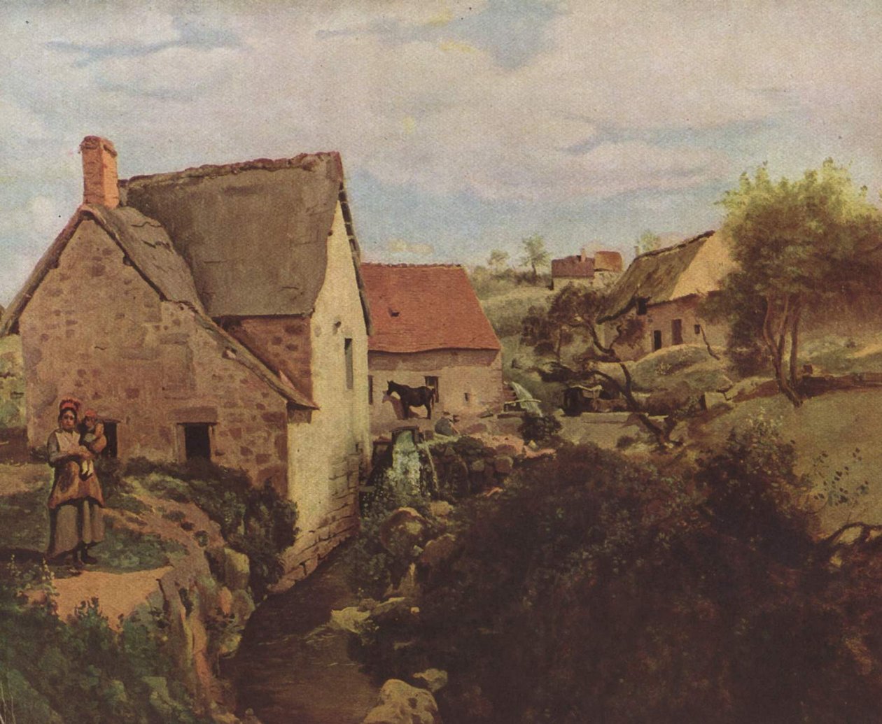 Mökkejä ja mylly puron varrella tekijältä Jean Baptiste Camille Corot