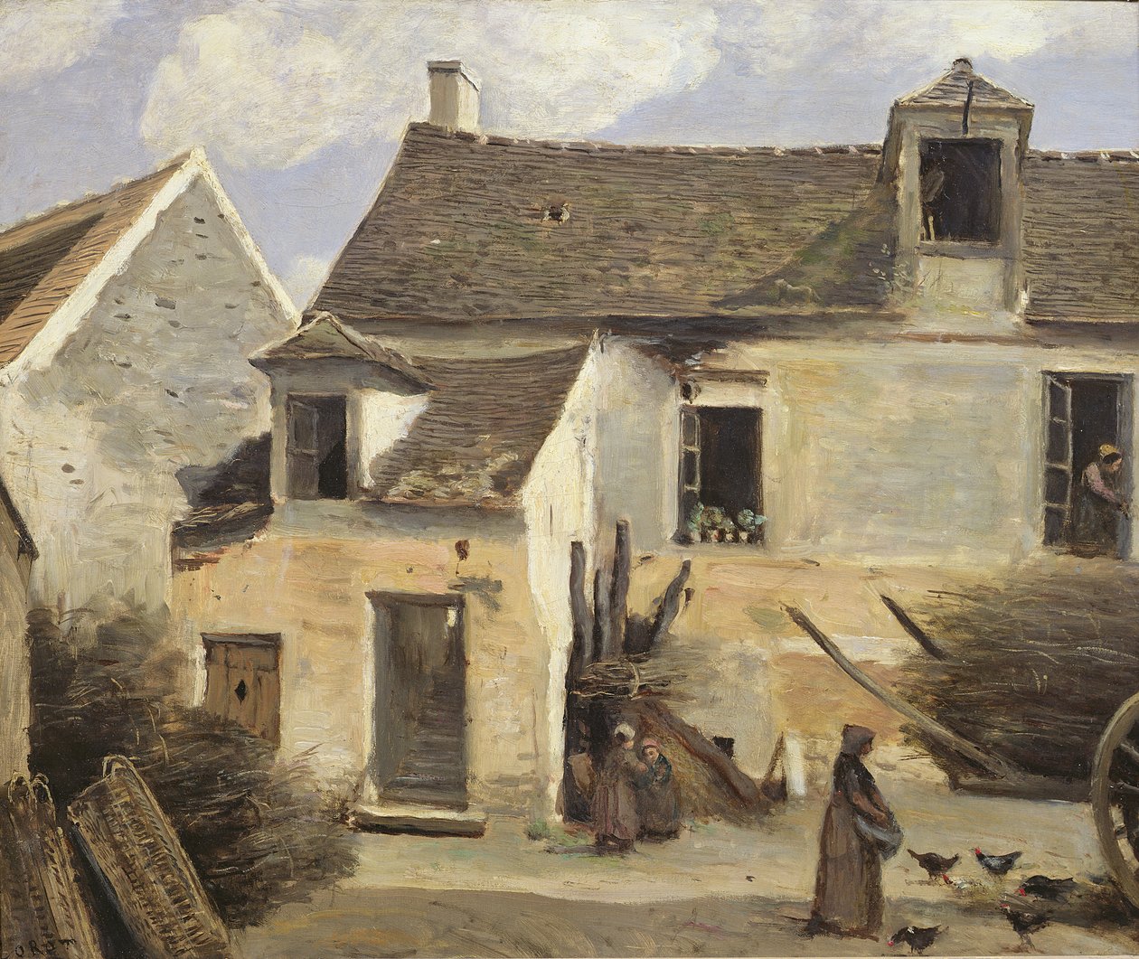 Leipomon piha Pariisin lähellä tai talon piha Pariisin lähellä, n. 1865-1870 tekijältä Jean Baptiste Camille Corot