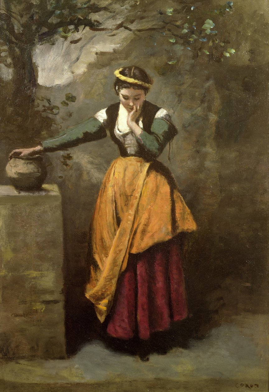 Dreamer at the Fountain, noin 1860 tekijältä Jean Baptiste Camille Corot