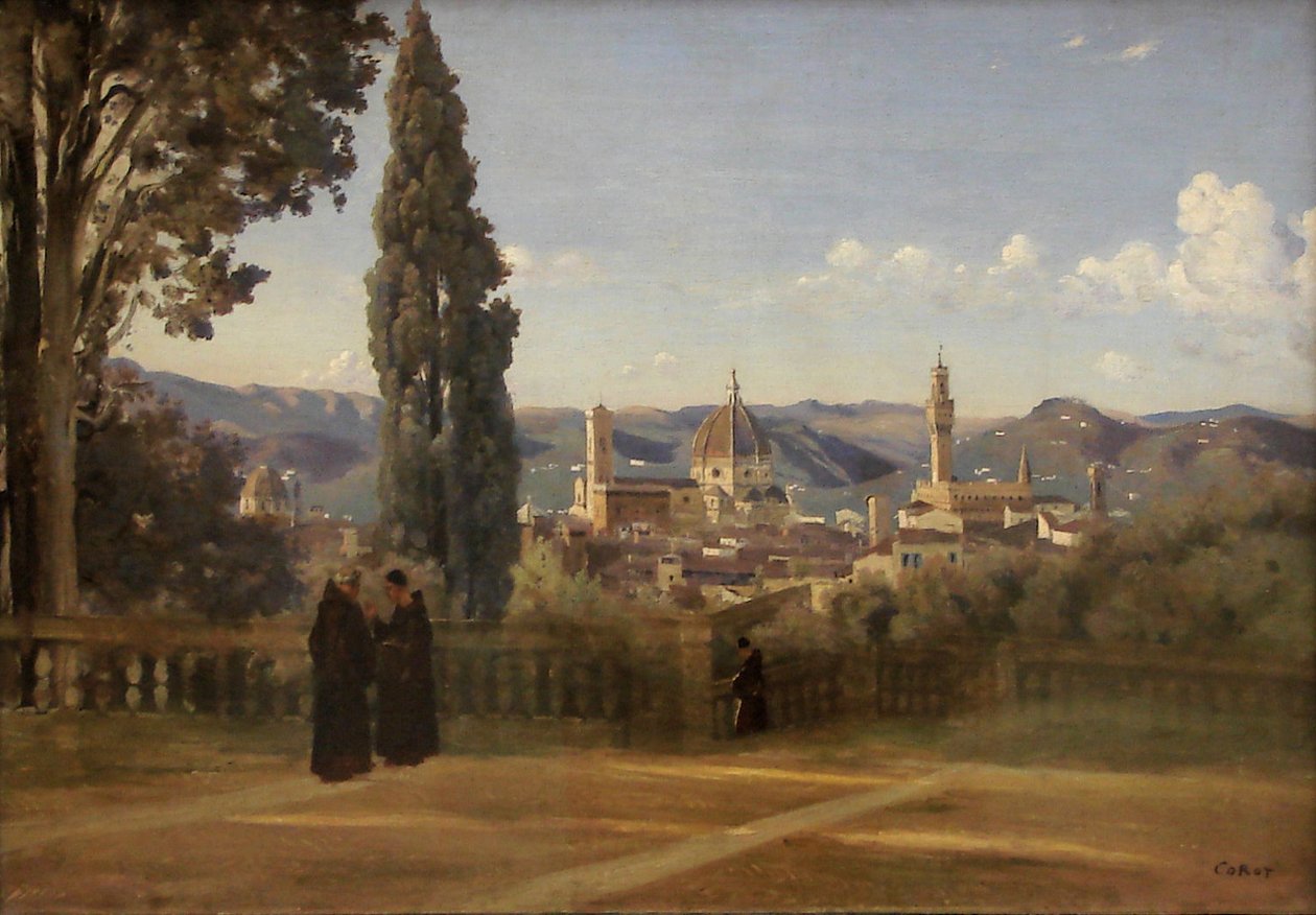 Firenze. Vue Award des jardins Boboli tekijältä Jean Baptiste Camille Corot