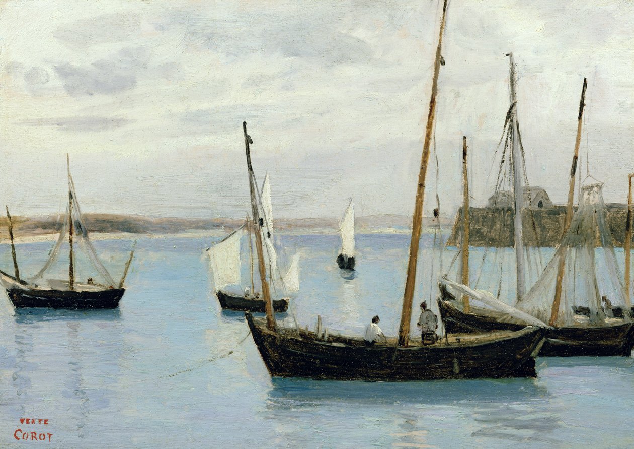 Granville, Fishing Boats, n. 1860 tekijältä Jean Baptiste Camille Corot