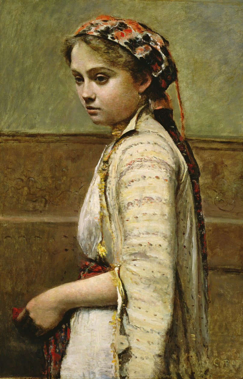 Kreikkalainen tyttö, Mlle. Dobigny, 1868-70 tekijältä Jean Baptiste Camille Corot