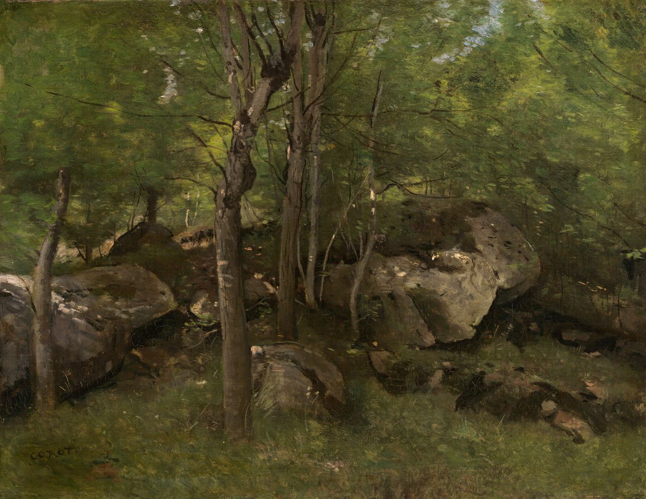 Fontainebleaun metsässä tekijältä Jean Baptiste Camille Corot