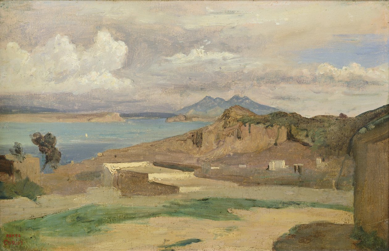 Ischia, näkymä Epomeo-vuoren rinteiltä, 1828 tekijältä Jean Baptiste Camille Corot