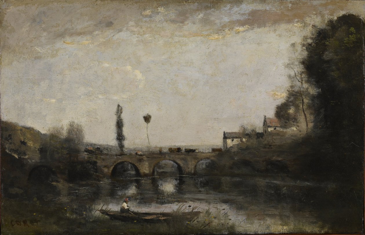 Maisema sillan kanssa tekijältä Jean Baptiste Camille Corot