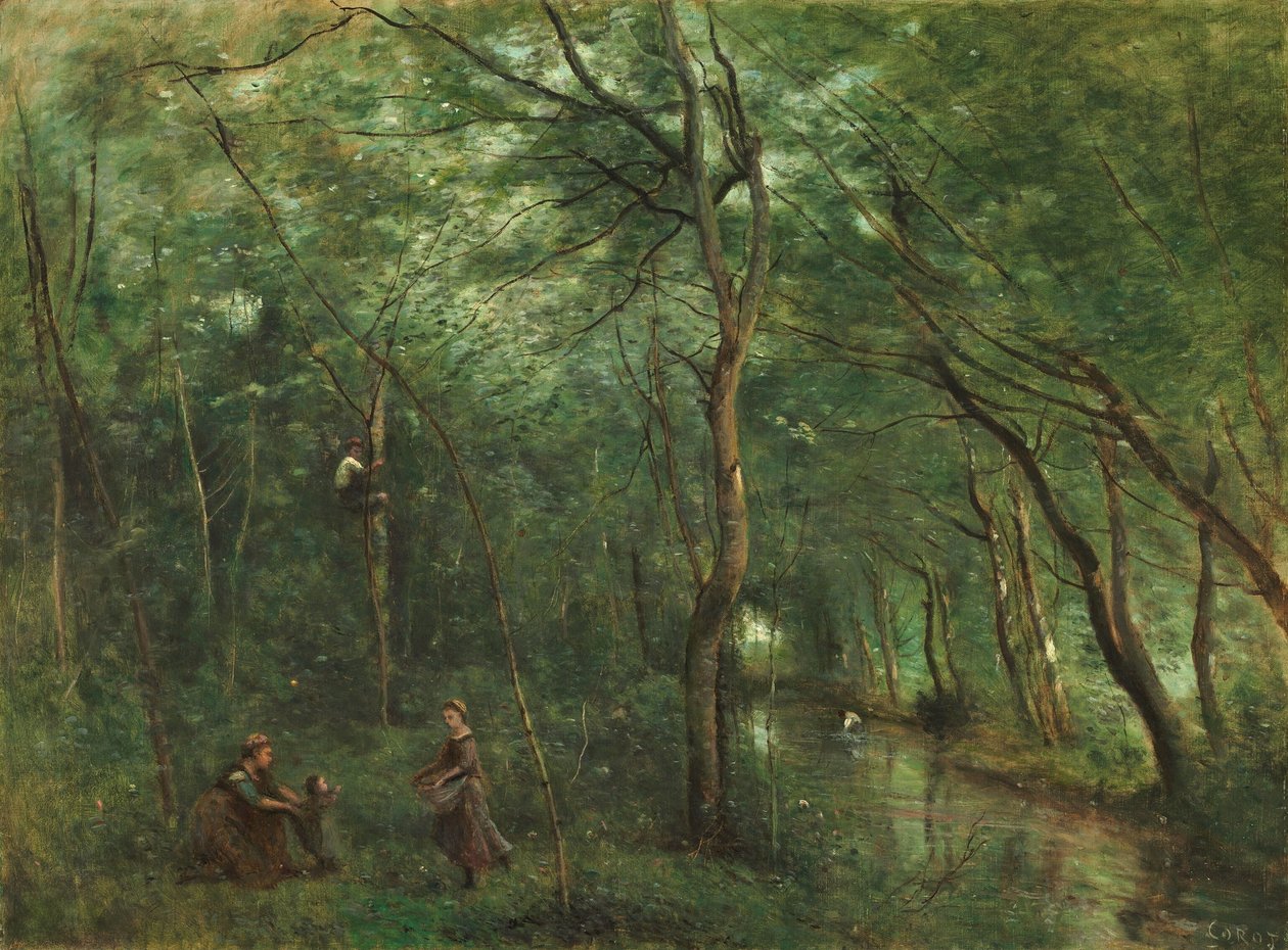 Languillen ramasseurs tekijältä Jean Baptiste Camille Corot