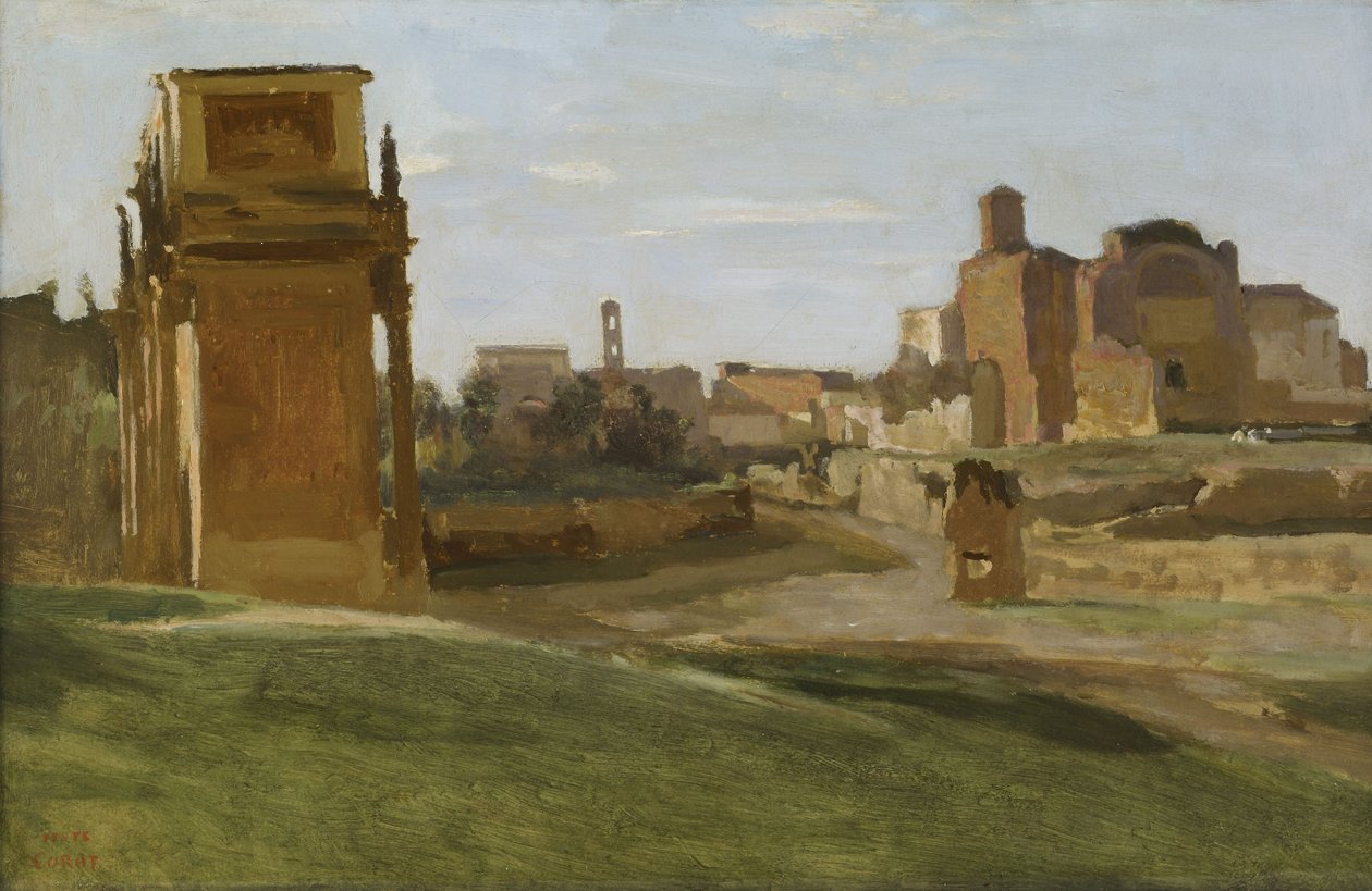 Larc de Constantin ja foorumi tekijältä Jean Baptiste Camille Corot