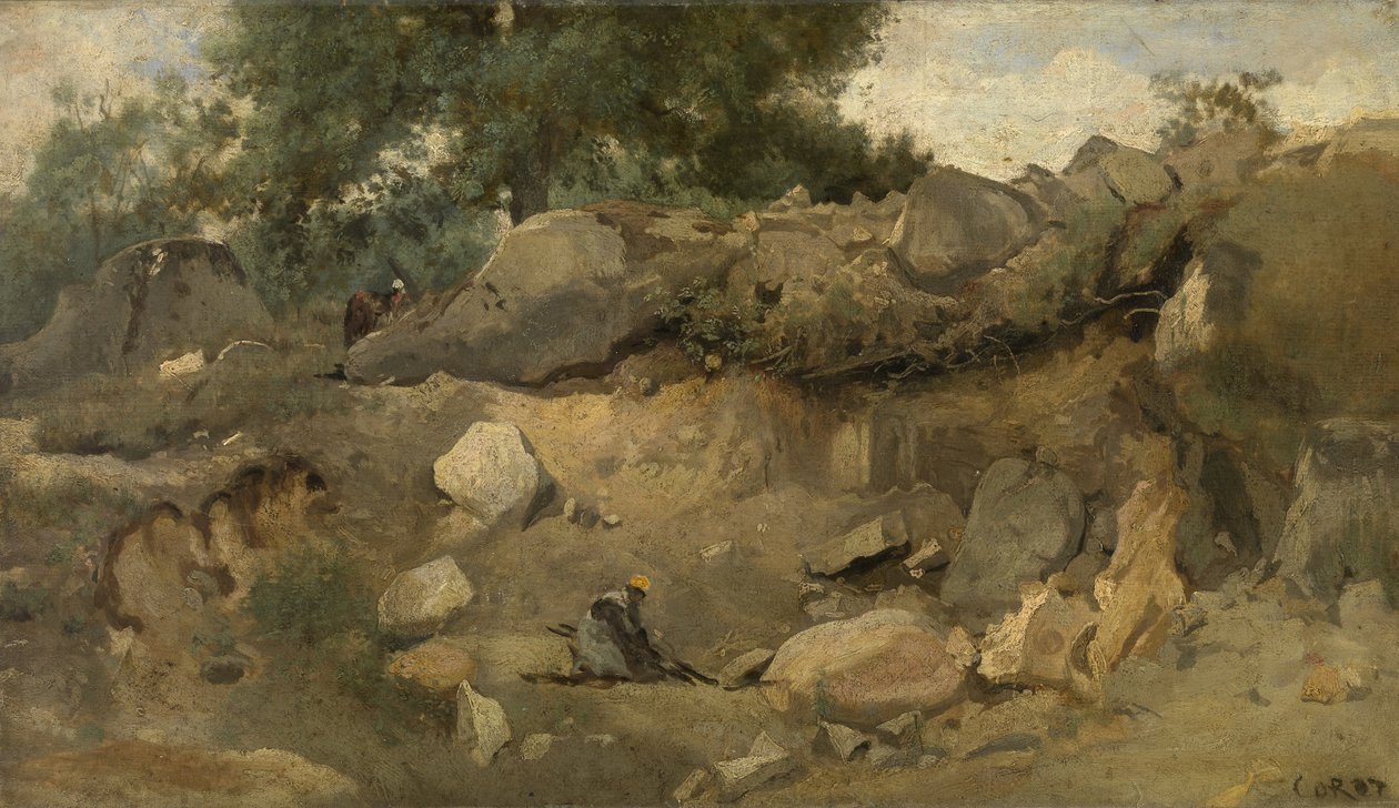 Chaise-Marie à Fontainebleaun kaivokset tekijältä Jean Baptiste Camille Corot
