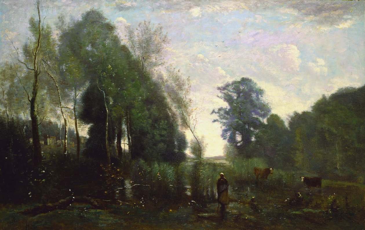 Misty Morning, noin 1865 tekijältä Jean Baptiste Camille Corot