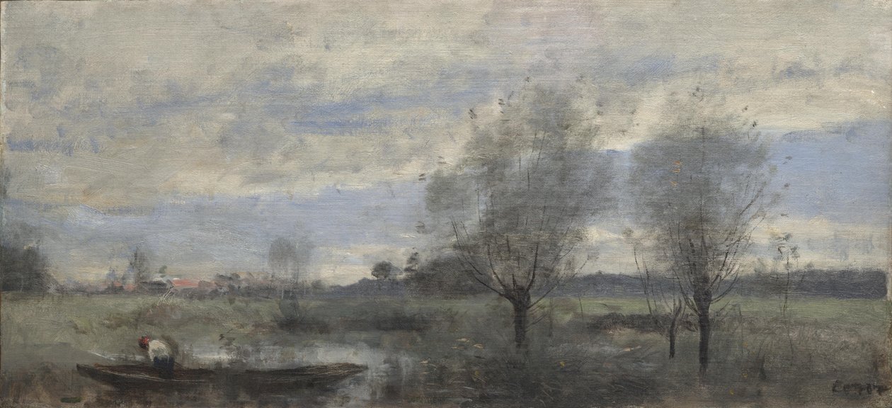 Palluel, veneilijä suolla tekijältä Jean Baptiste Camille Corot