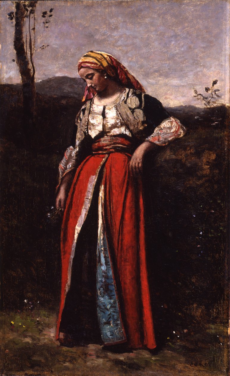 Mlle Dobignyn muotokuva, 1865-70 (öljy puulle) tekijältä Jean Baptiste Camille Corot