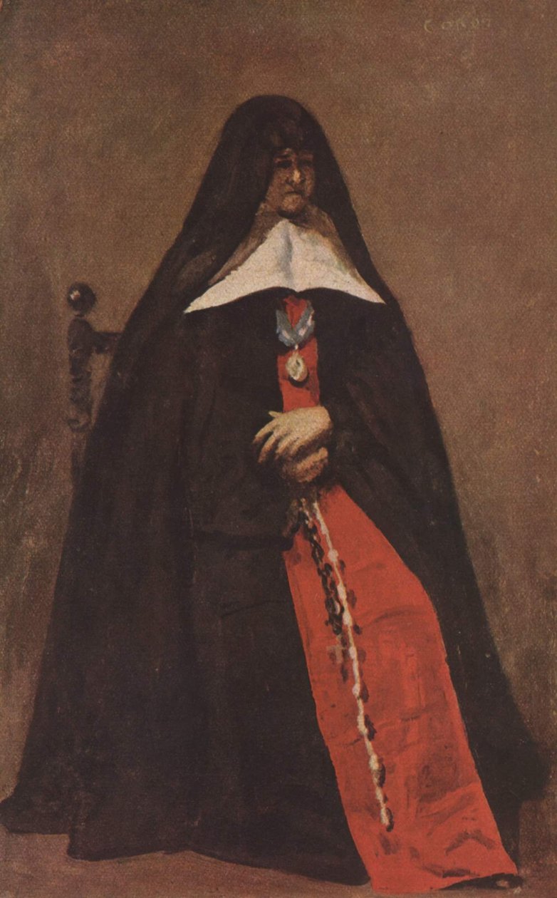 Porträt der Oberin des Annunziaten-Klosters tekijältä Jean Baptiste Camille Corot