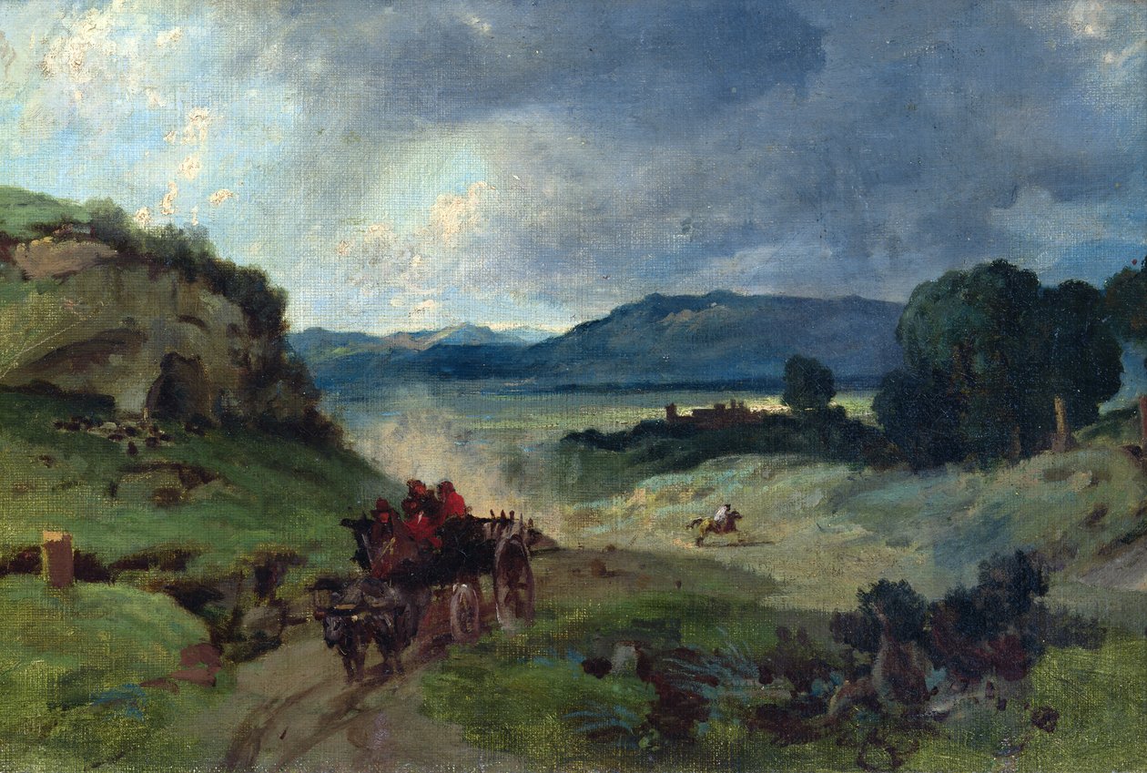 Roomalainen maisema, 1827 tekijältä Jean Baptiste Camille Corot