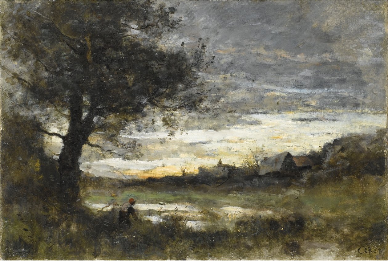 Souvenir de Normandie, yksinpohjainen tekijältä Jean Baptiste Camille Corot