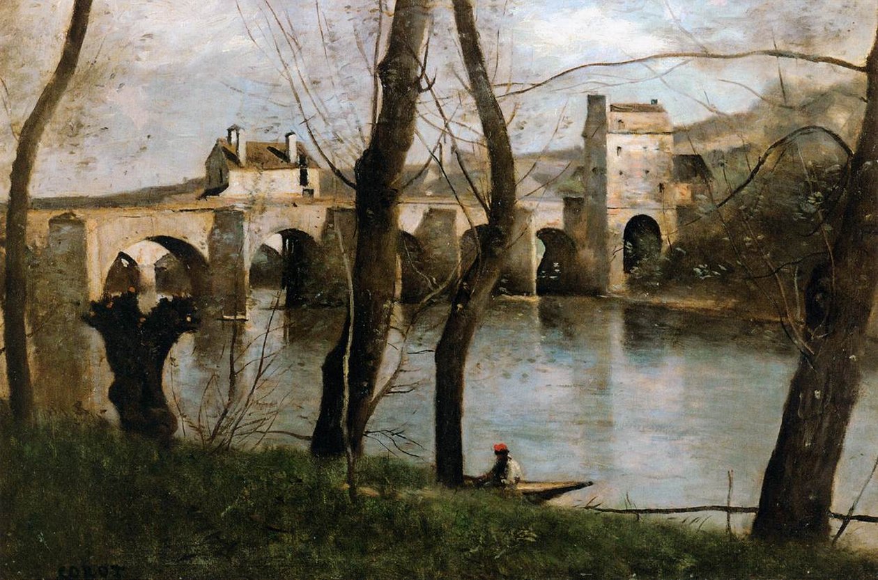 Silta Mantesissa tekijältä Jean Baptiste Camille Corot