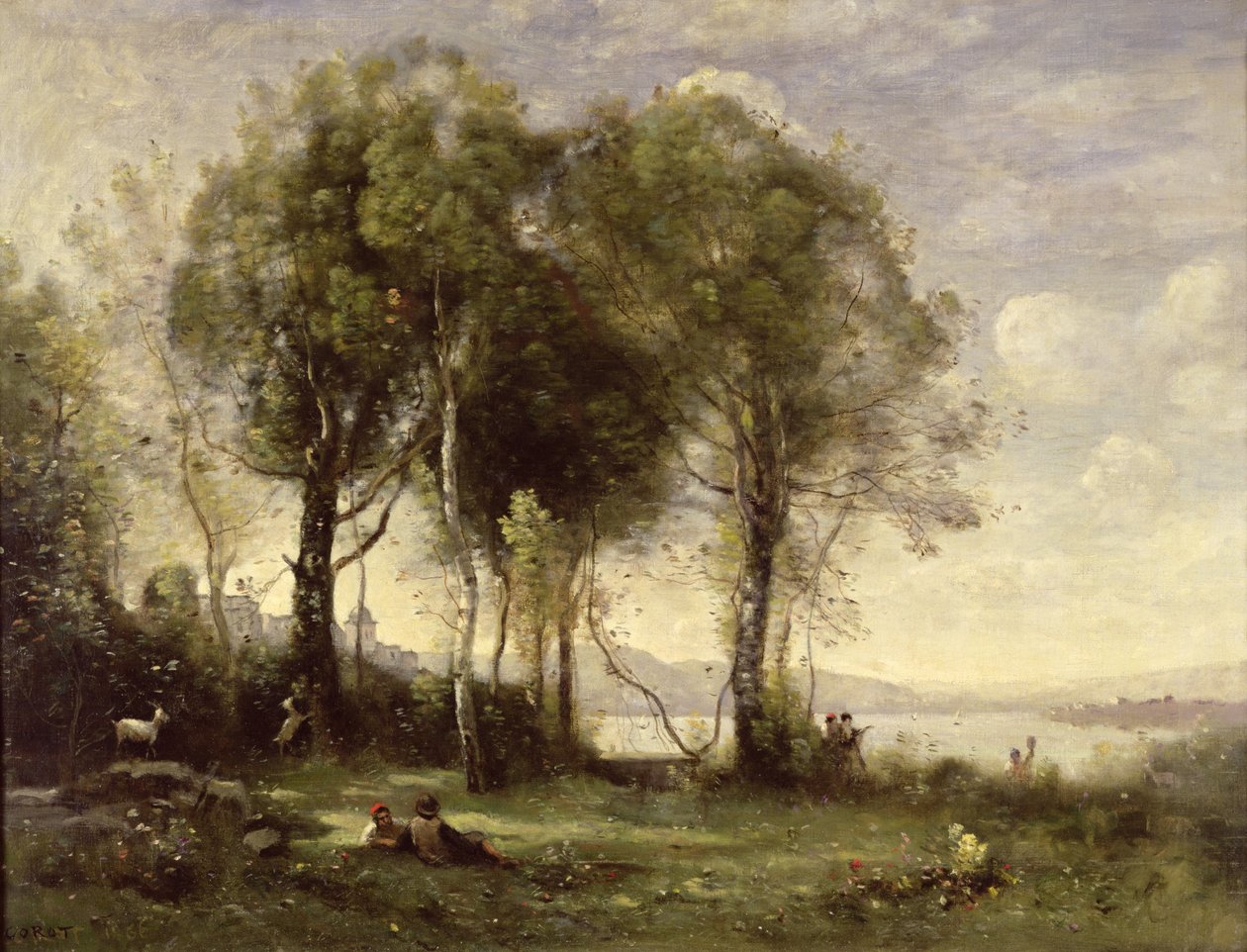 Castel Gandolfon vuohipaimenet, 1866 tekijältä Jean Baptiste Camille Corot