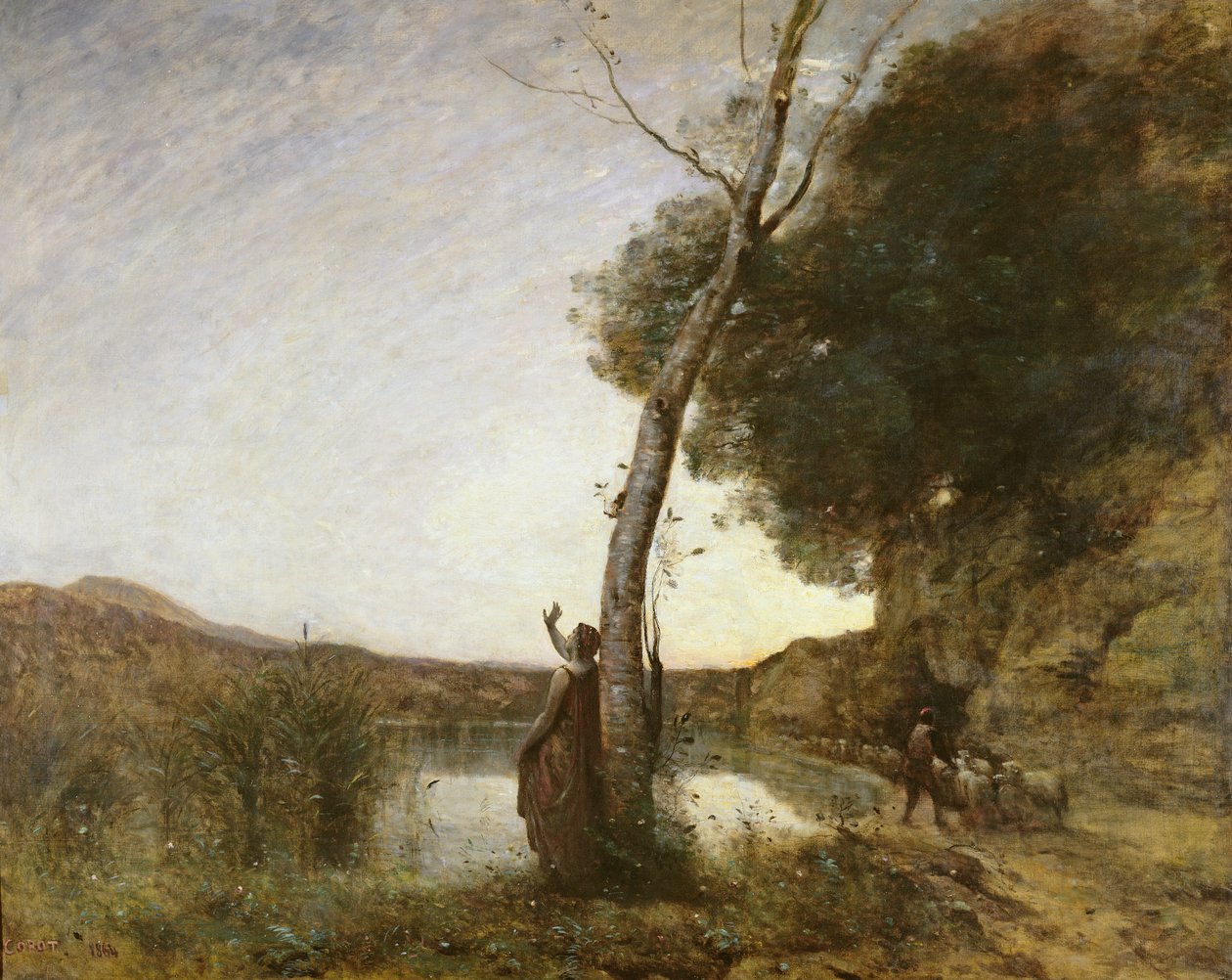 Paimenen tähti, 1864 tekijältä Jean Baptiste Camille Corot