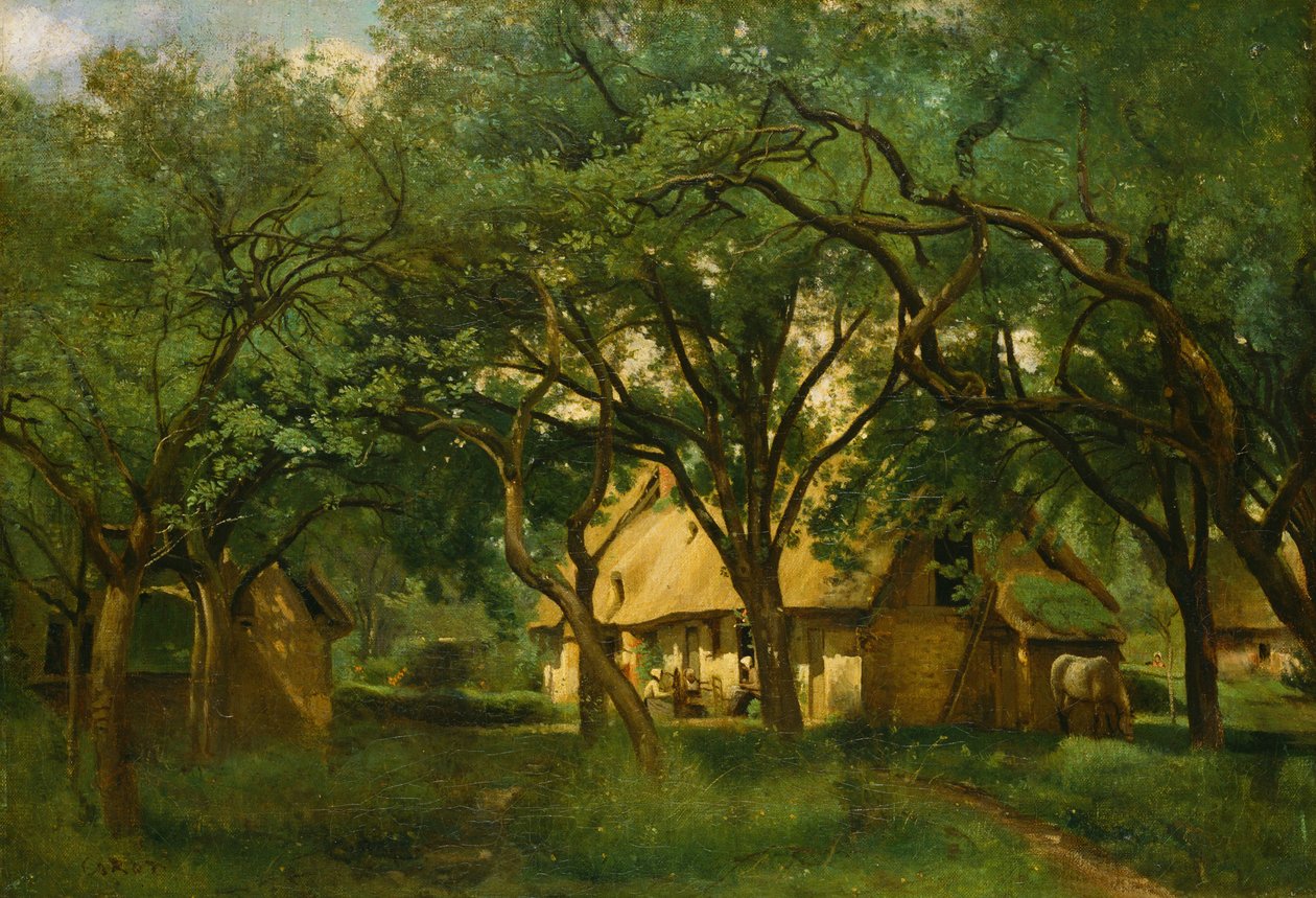 Toutainin tila Honfleurissa tekijältä Jean Baptiste Camille Corot