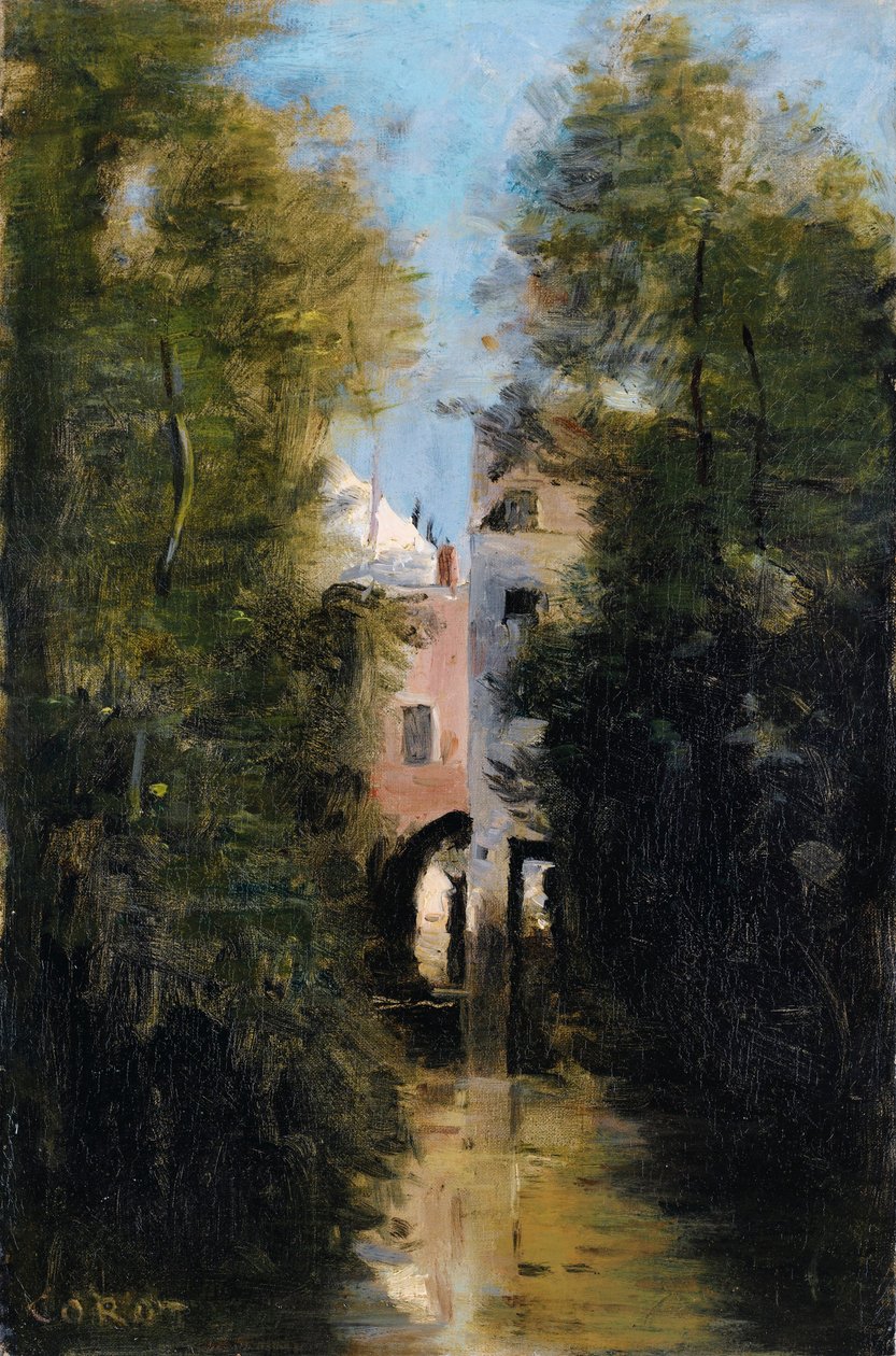 Tuulimylly Thérain -joella Beauvaisissa tekijältä Jean Baptiste Camille Corot