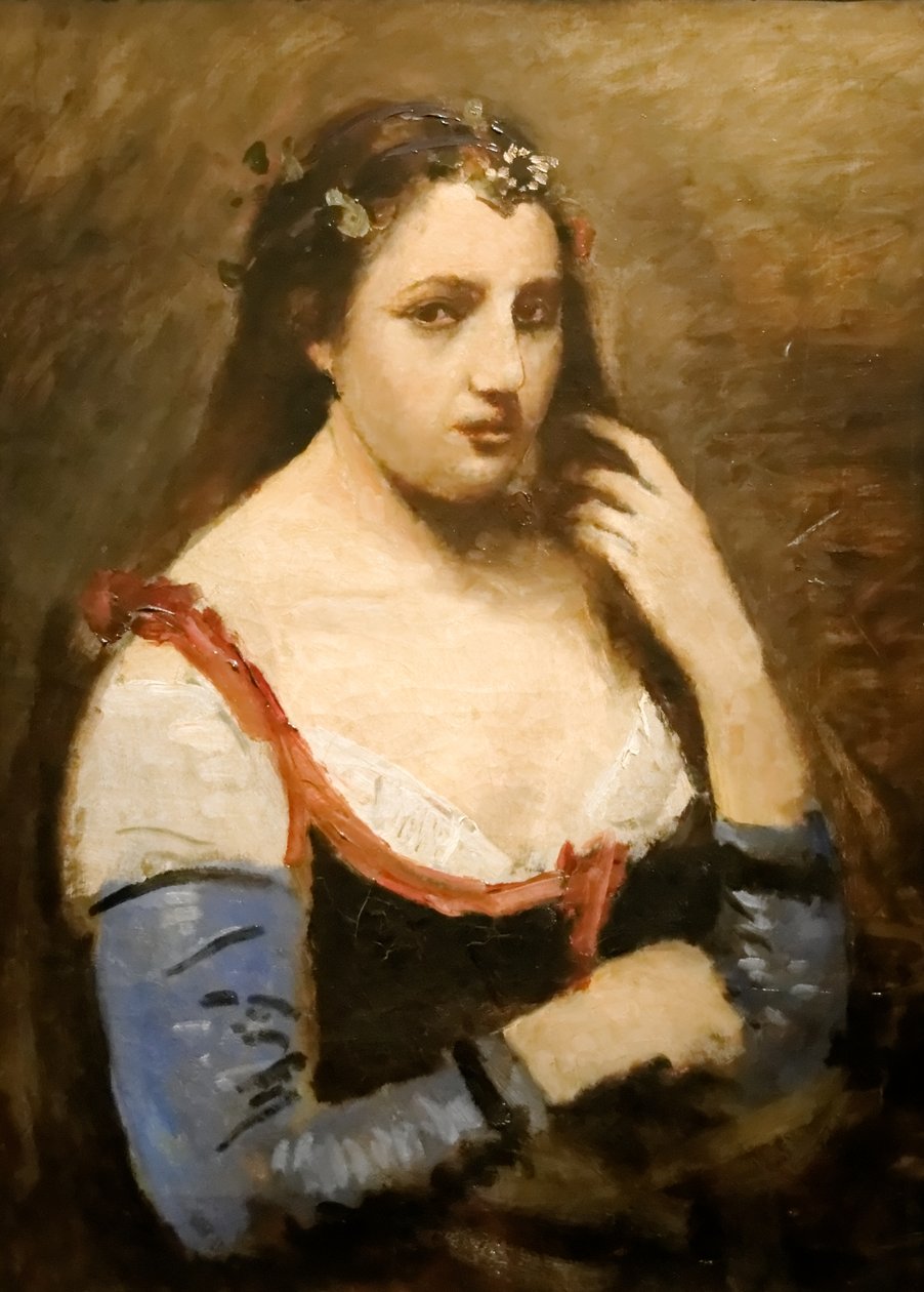 Nainen koiranputkea tekijältä Jean-Baptiste-Camille Corot