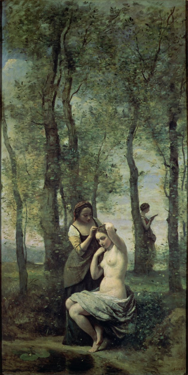 Nuori nainen wc:ssä tekijältä Jean Baptiste Camille Corot