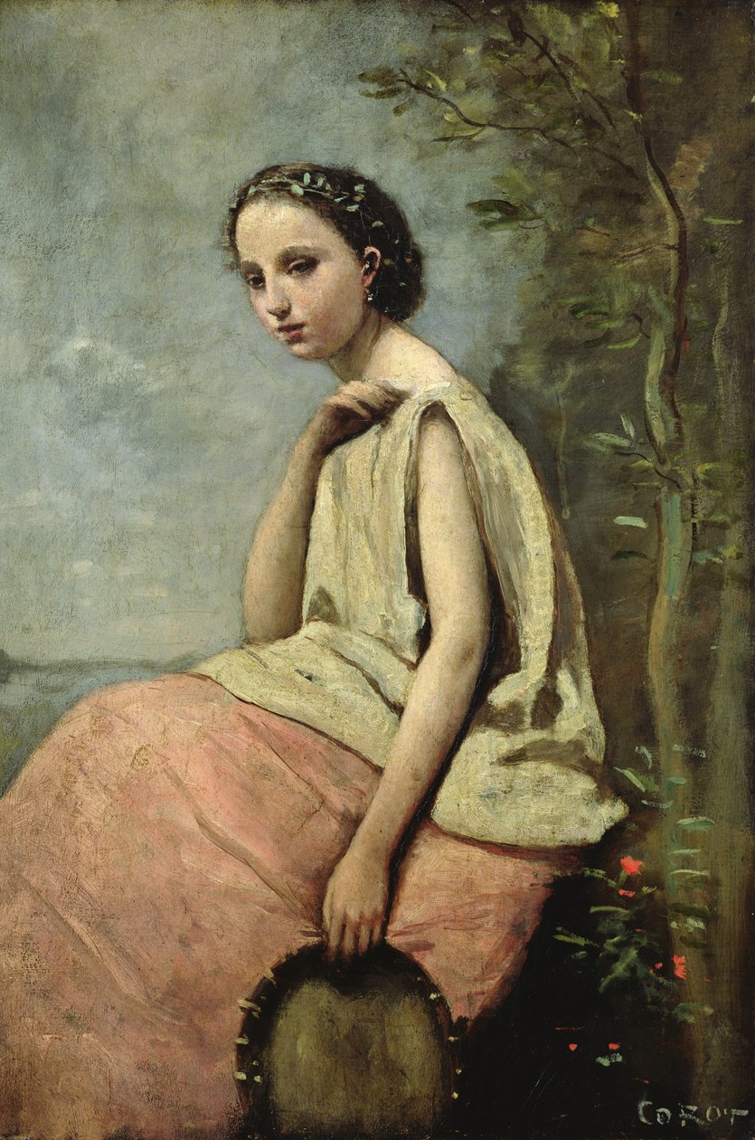 Zingara tamburiinin kanssa tekijältä Jean Baptiste Camille Corot