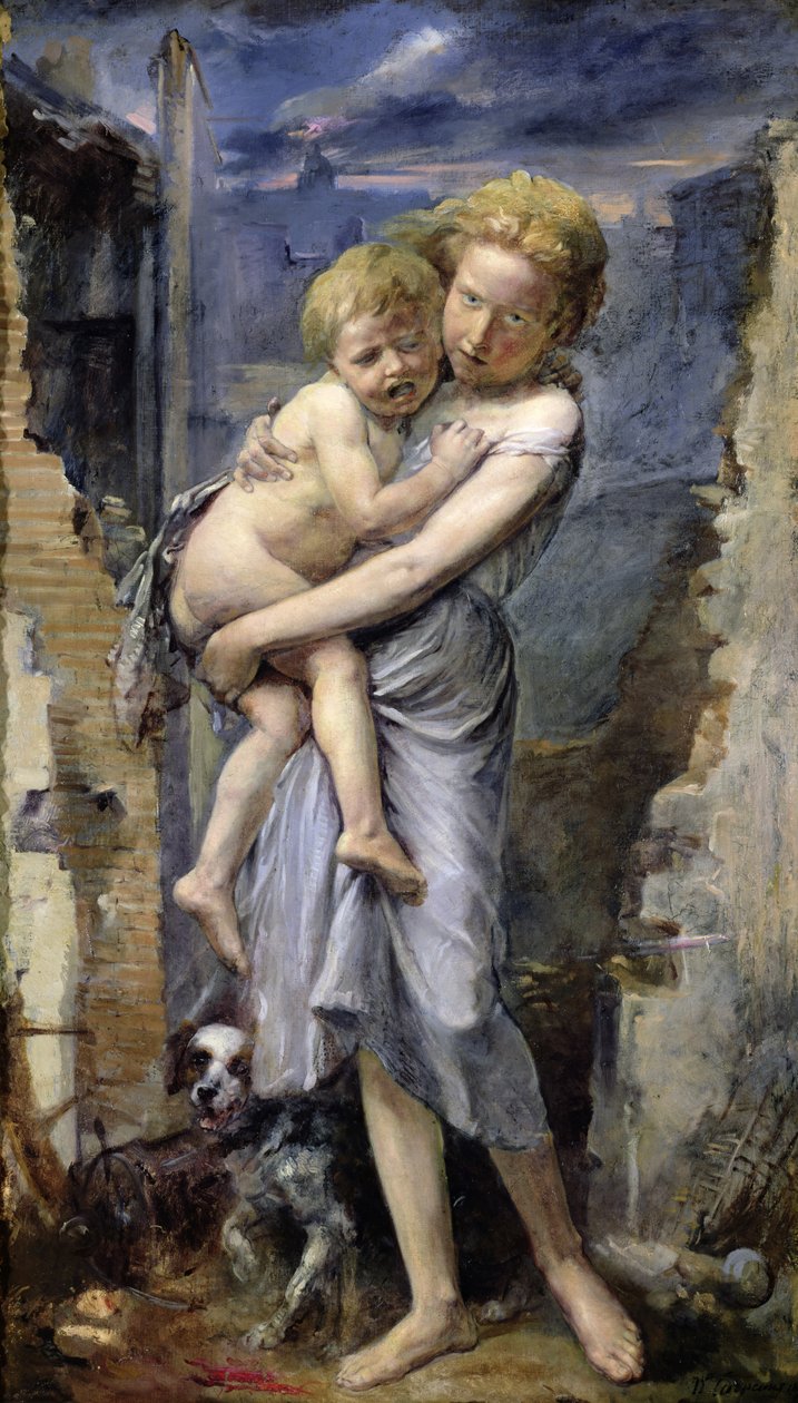 Veli ja sisar, kaksi Pariisin piirityksen orpoa vuosina 1870-71 tekijältä Jean Baptiste Carpeaux