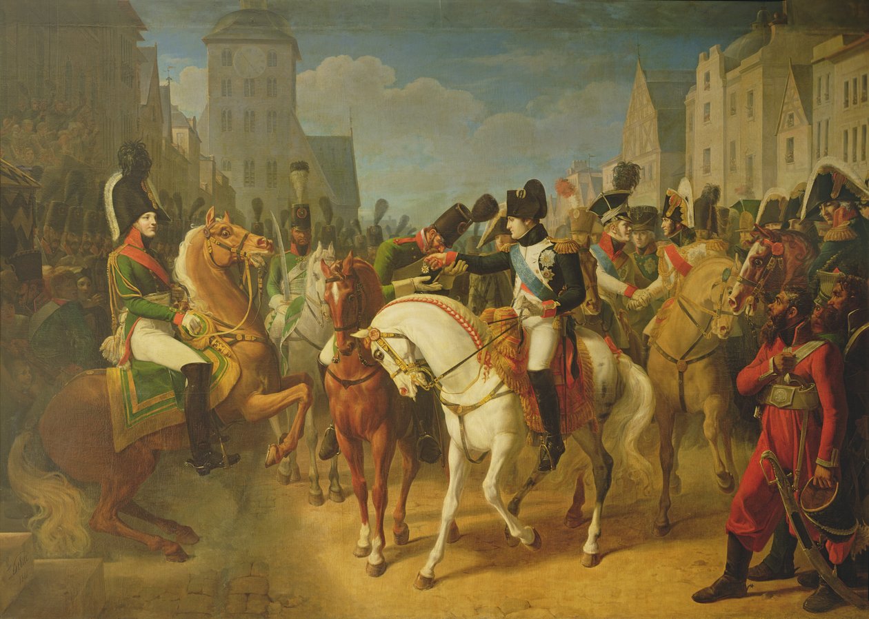 Napoleon Bonaparte (1769-1821) Koristelee Grenadier Lazareffia Tilsitissä, 8. heinäkuuta 1807 tekijältä Jean Baptiste Debret