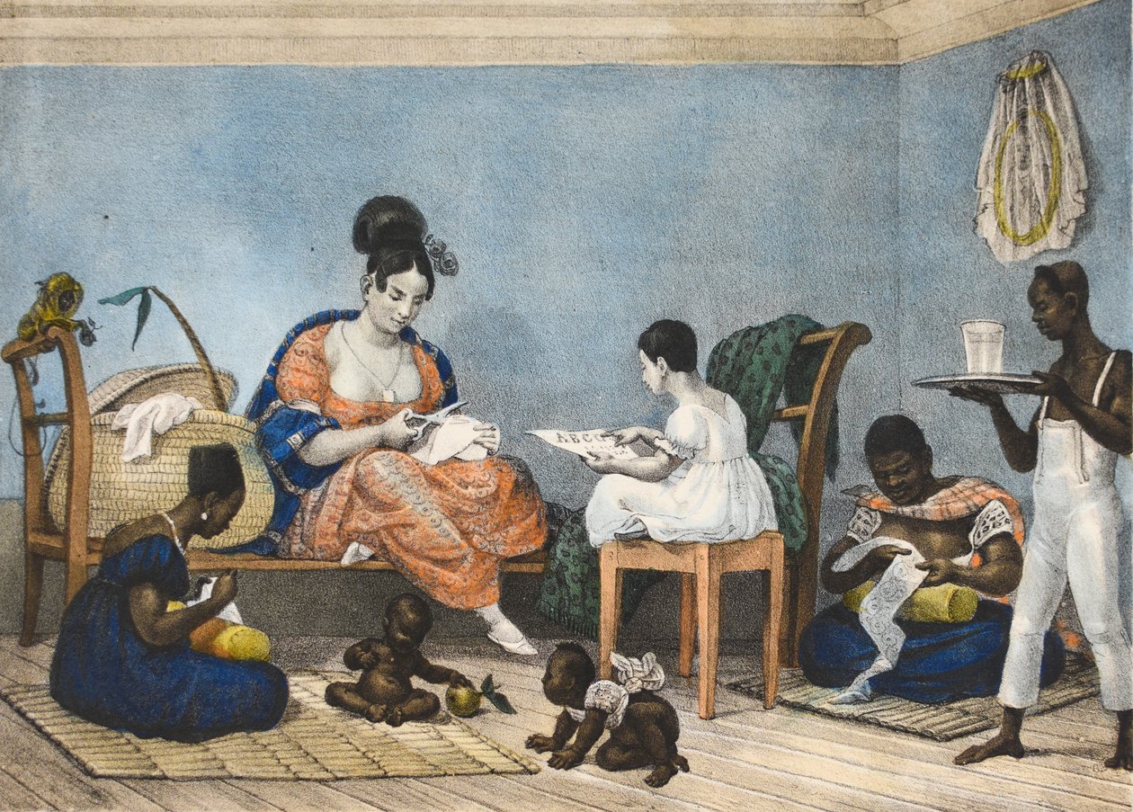 Uma senhora de algumas posses em sua casa tekijältä Jean Baptiste Debret