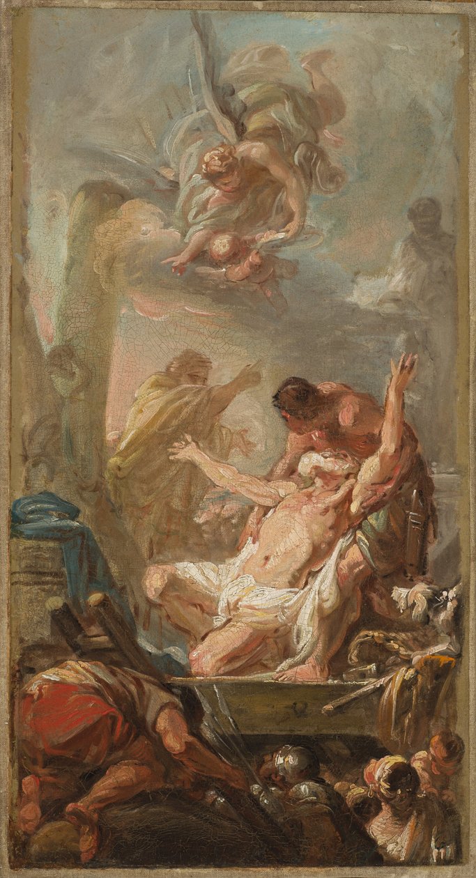 Kohtaus Pyhän Andreaksen marttyyrikuolemasta, 1758 tekijältä Jean Baptiste Deshays de Colleville