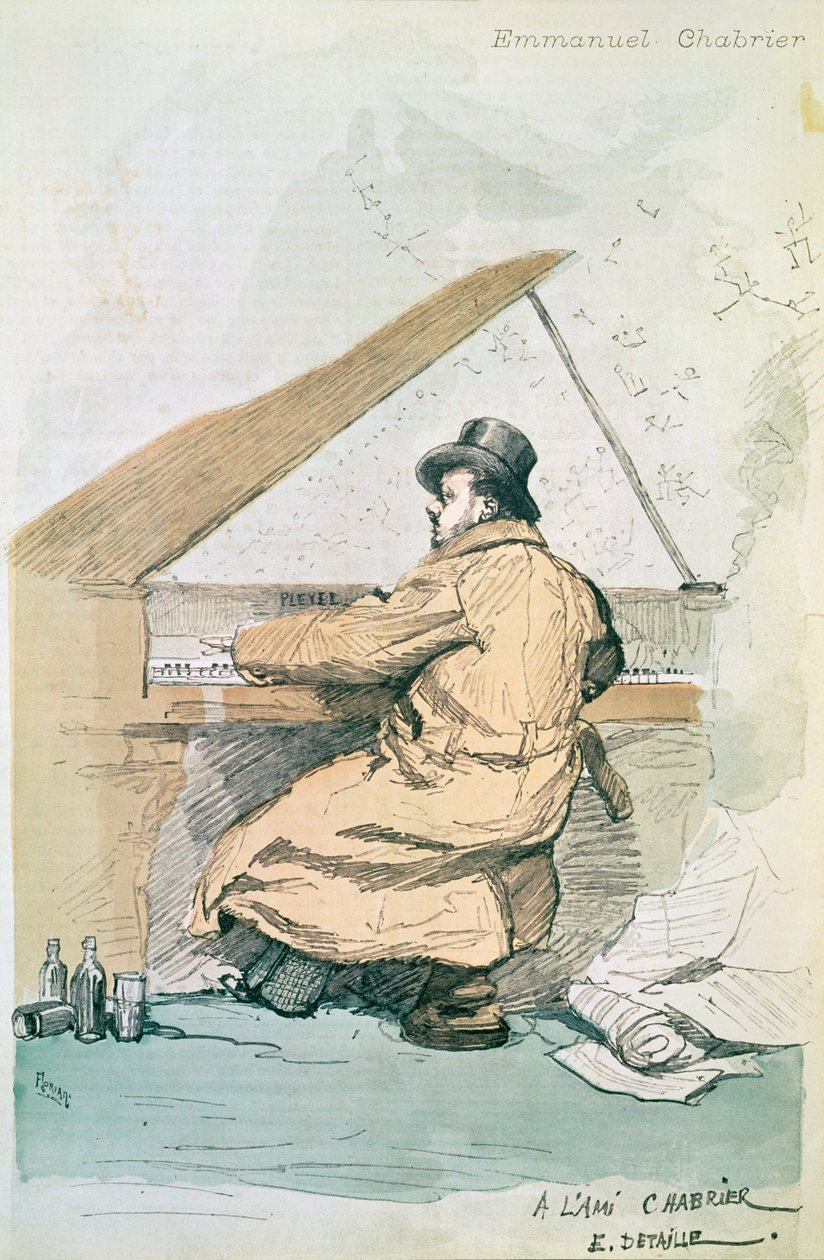 Emmanuel Chabrier, kansikuva teoksesta "La Revue Illustree", kaiverrus Florian, 1887 tekijältä Jean Baptiste Edouard Detaille