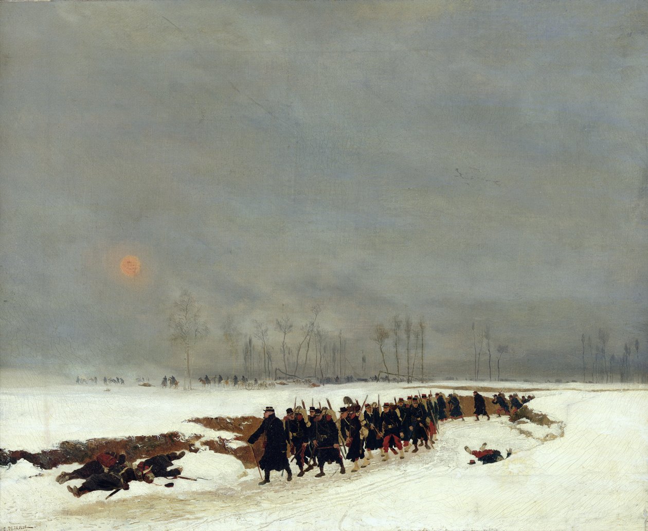 Sota 1870-71: Jalkaväkikolonni matkalla hyökkäykseen, 1872 tekijältä Jean Baptiste Edouard Detaille